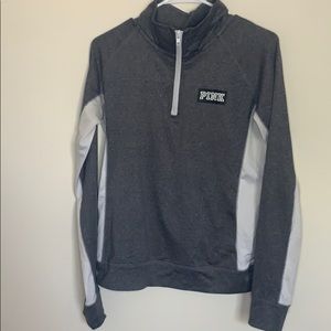 Grey PINK quarter zip running jacket